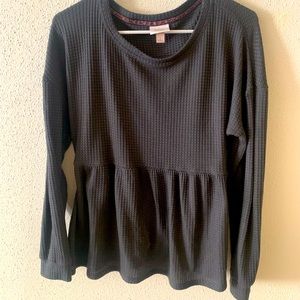 New Knox Rose Peplum Top Size L Grey